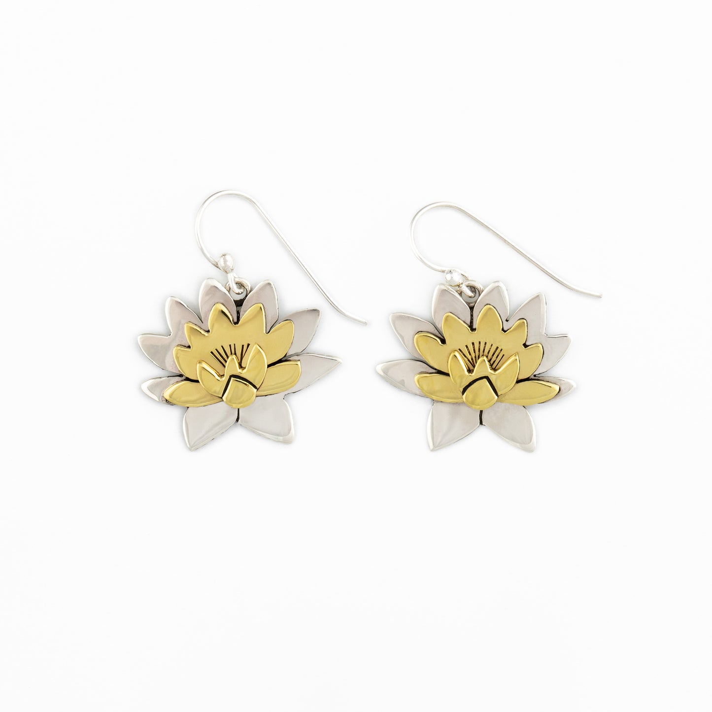 Mixed Metal Dangling Flower Earrings